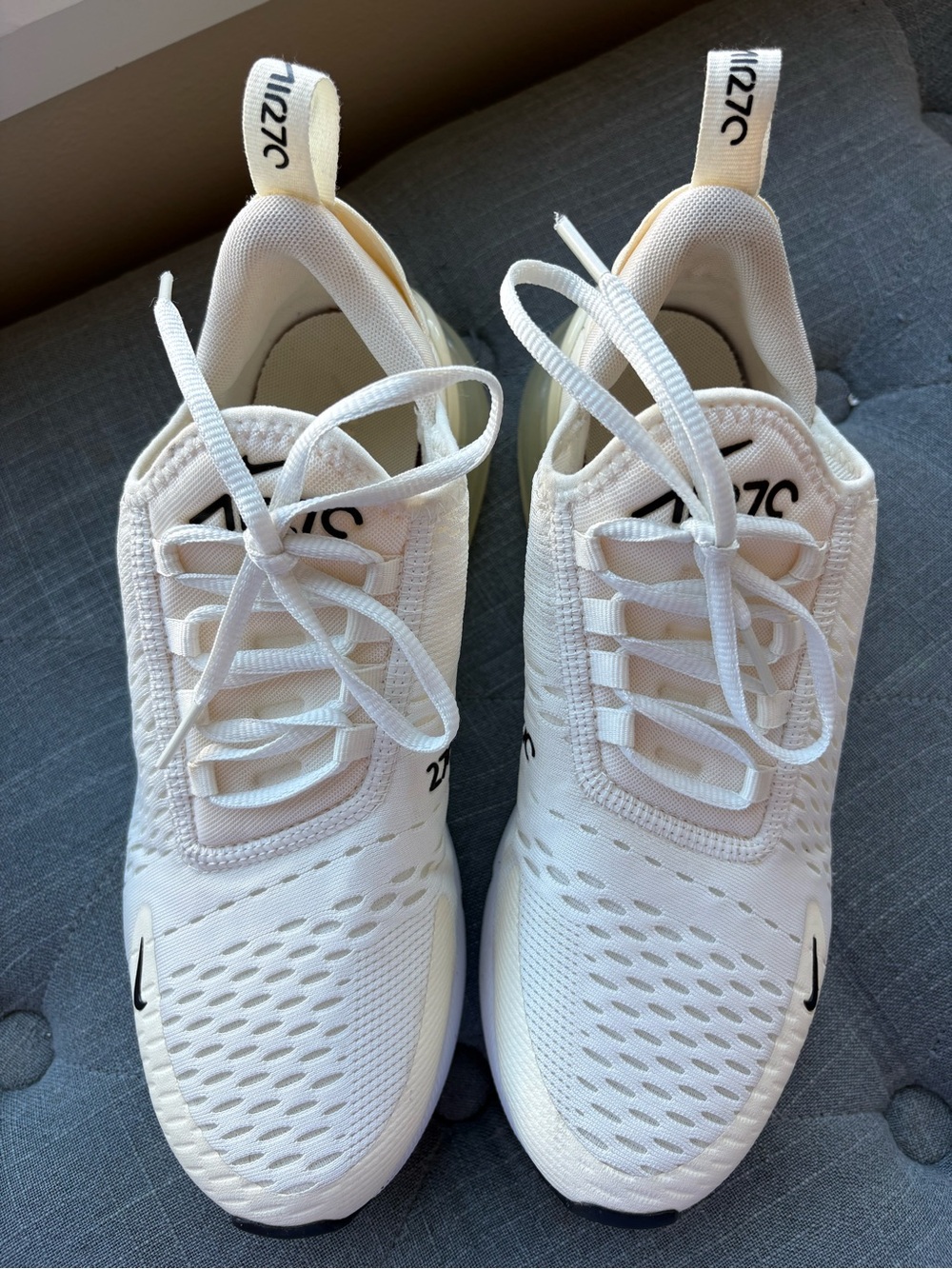 Nike Air Max 270 Running Shoes Sneakers Sail/Coconut Milk/Pale Ivory/Black Mens - Picture 9 of 15